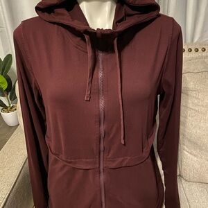 Long burgundy zipper jacket